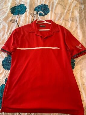 Callaway Red Polo with White Chest Stripe